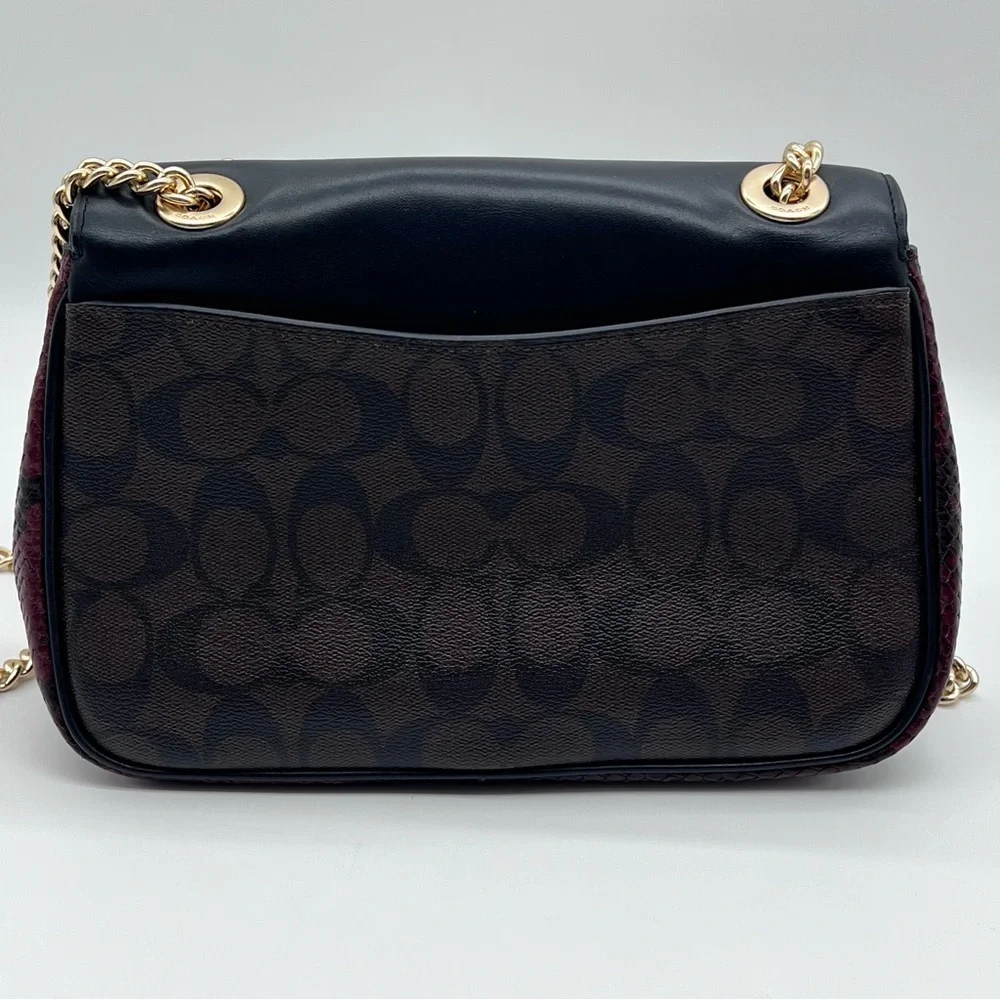 Coach Turnlock Chain Shoulder Bag 54182 Signature Canvas Python Like New - Picture 7 of 16